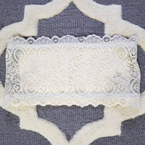 Free People Intimately Size xs Contrast Ribbon Lace Bandeau Bra Crop Tube Top - Picture 2 of 4